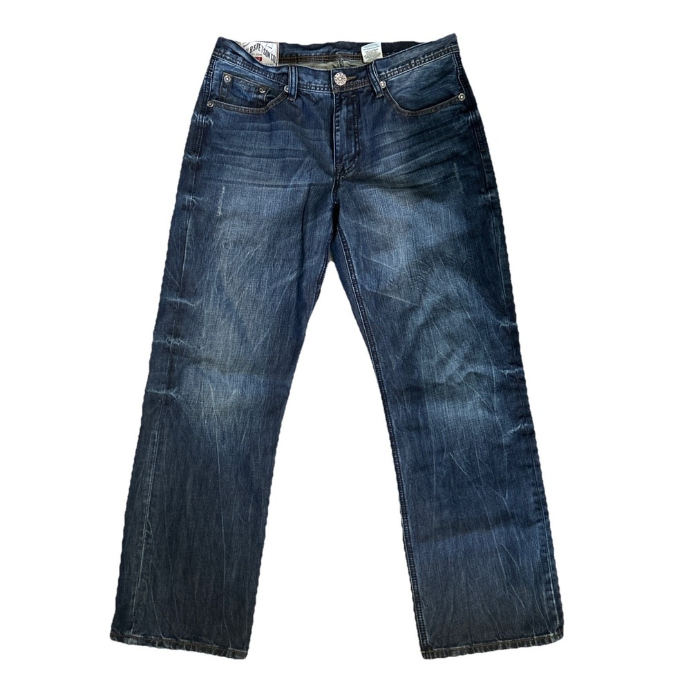 John B Stetson Modern Straight Leg Jeans Mens Sz 36x32 Blue Denim Western Cowboy